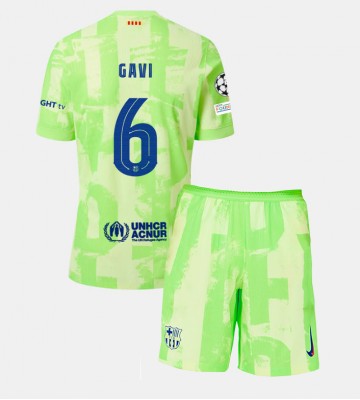 Barcelona Paez Gavi #6 Tercera Equipación Niños 2024-25 Manga Corta (+ Pantalones cortos)